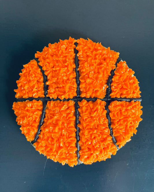 Basketball cutout cookies with buttercream icing. (4"X4")